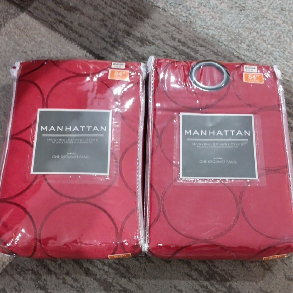 Manhattan Red Grommet Panel Curtains